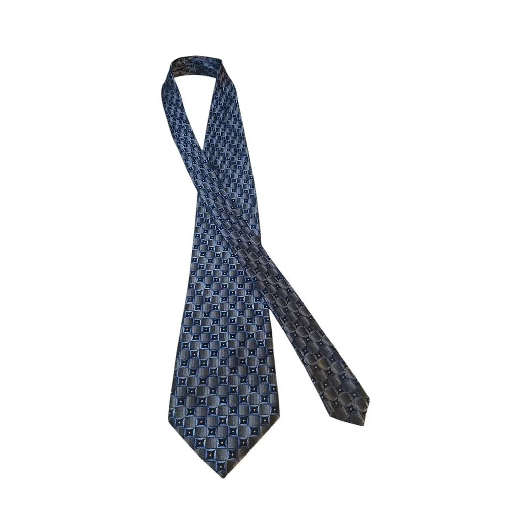 Joseph & Feiss Mens‎ Tie Necktie Designer Luxury Silver Blue Black Geometric